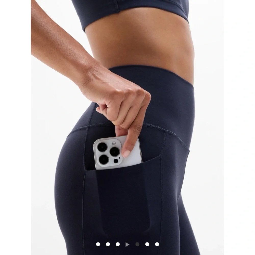 Athleta Salutations Stash 7/8 Leggings Tights Navy Blue Small High Rise - Picture 4 of 9